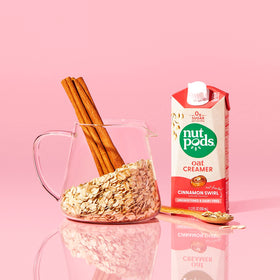 nutpods Oat Cinnamon Swirl packaging highlights unsweetened vegan creamer