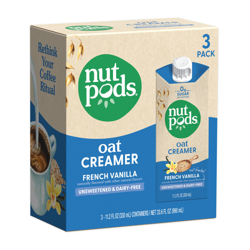 nutpods Oat French Vanilla Creamer pour creates a smooth, rich cup without dairy.