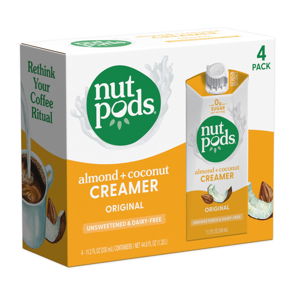 nutpods Original Coffee Creamer unsweetened almond coconut pours smoothly into coffee