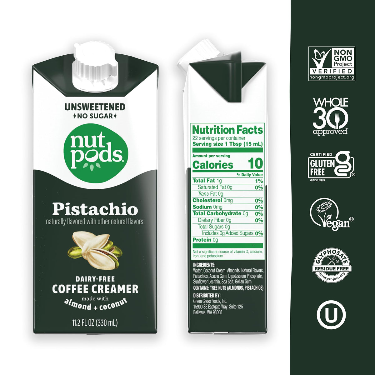 nutpods pistachio creamer added to coffee enhances flavor without sugar.