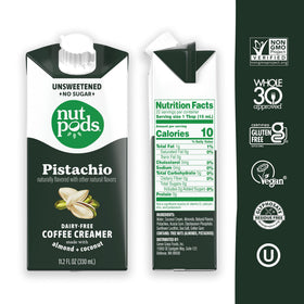nutpods pistachio creamer added to coffee enhances flavor without sugar.