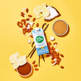 nutpods shelf-stable packaging 11oz, pantry-friendly storage.