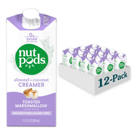 nutpods Toasted Marshmallow creamer bottle showing unsweetened, dairy-free formula for keto-friendly coffee
