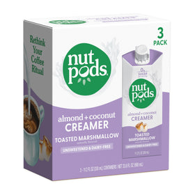 nutpods Toasted Marshmallow creamer being poured into coffee for a creamy, sugar-free boost