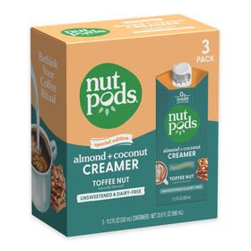 nutpods Toffee Nut creamer bottle shows dairy-free flavor for keto mornings