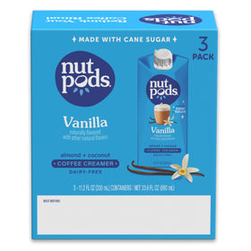 Three-pack of nutpods Vanilla Non-Dairy Creamer on shelf