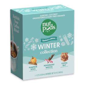 nutpods Winter Collection Pumpkin Spice pour in coffee, creamy dairy-free indulgence.