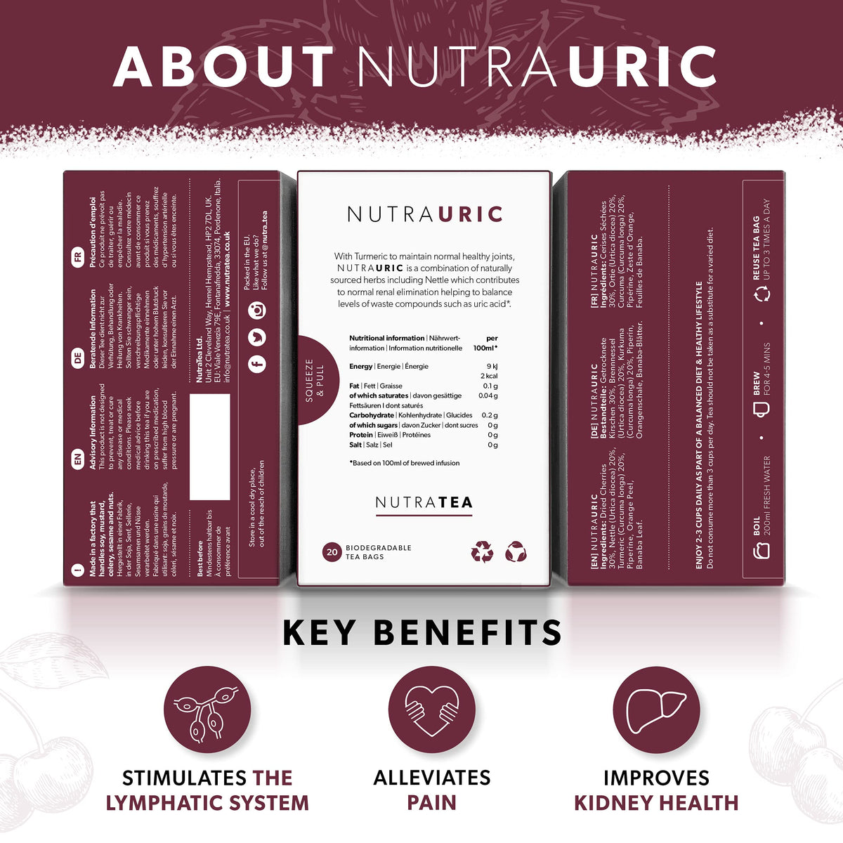 Nutra Tea Nutrauric nettle-leaf tea bag with crisp aroma and urinary support