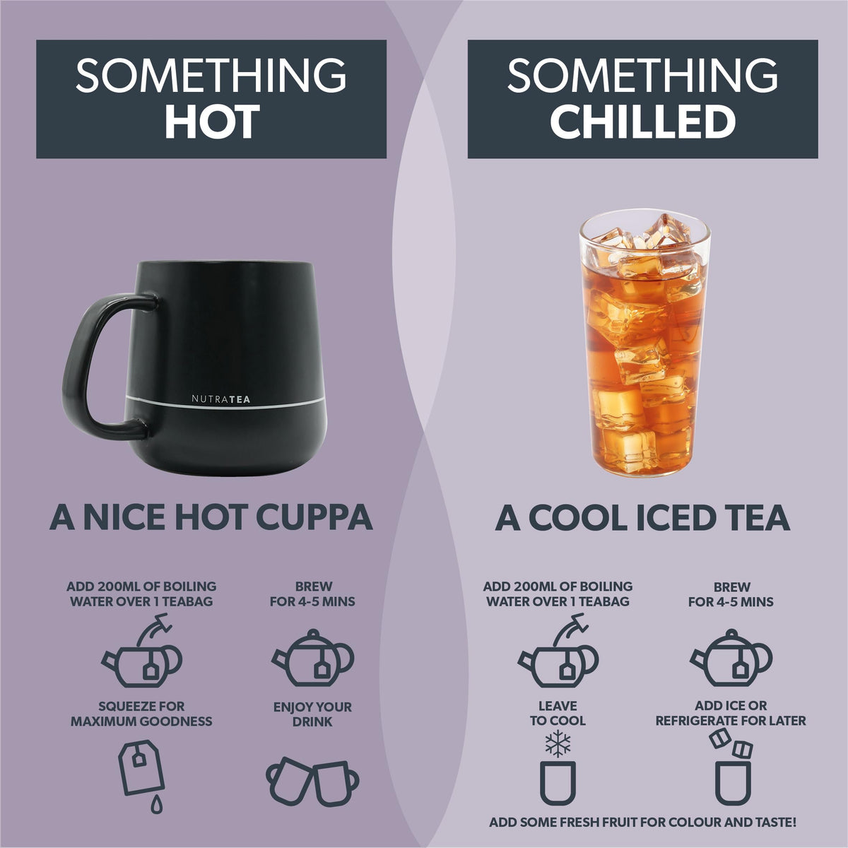 Nutra Tea Nutravision brewed tea in a glass cup ready to enjoy