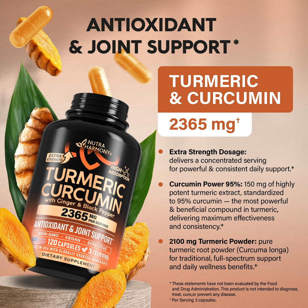 NutraHarmony label-closeup emphasizes quality and non-GMO ingredients.