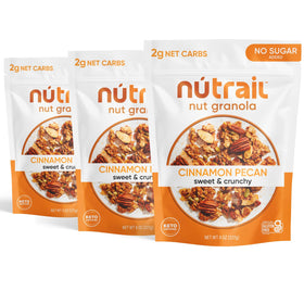 NuTrail Cinnamon Pecan Granola bowl with yogurt for a balanced breakfast.