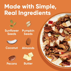 Close-up of NuTrail Cinnamon Pecan granola texture and nuts