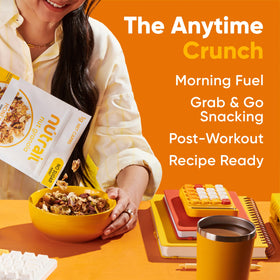 Toasted clusters of NuTrail Honey Nut Granola as a topping