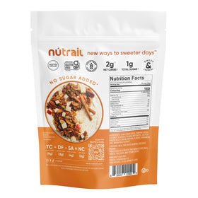Hero shot of NuTrail low-carb granola highlighting keto appeal