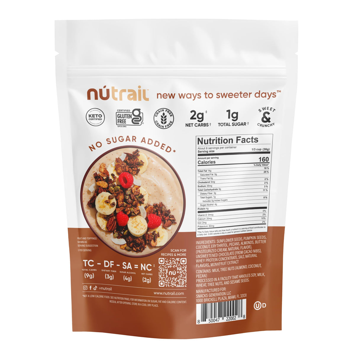 NuTrail Nut Granola dessert topping ideas, sweet or savory.