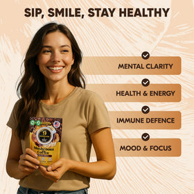 NUTRALIZIZER Mushroom Coffee mushroom blend close-up highlighting adaptogens for focus.