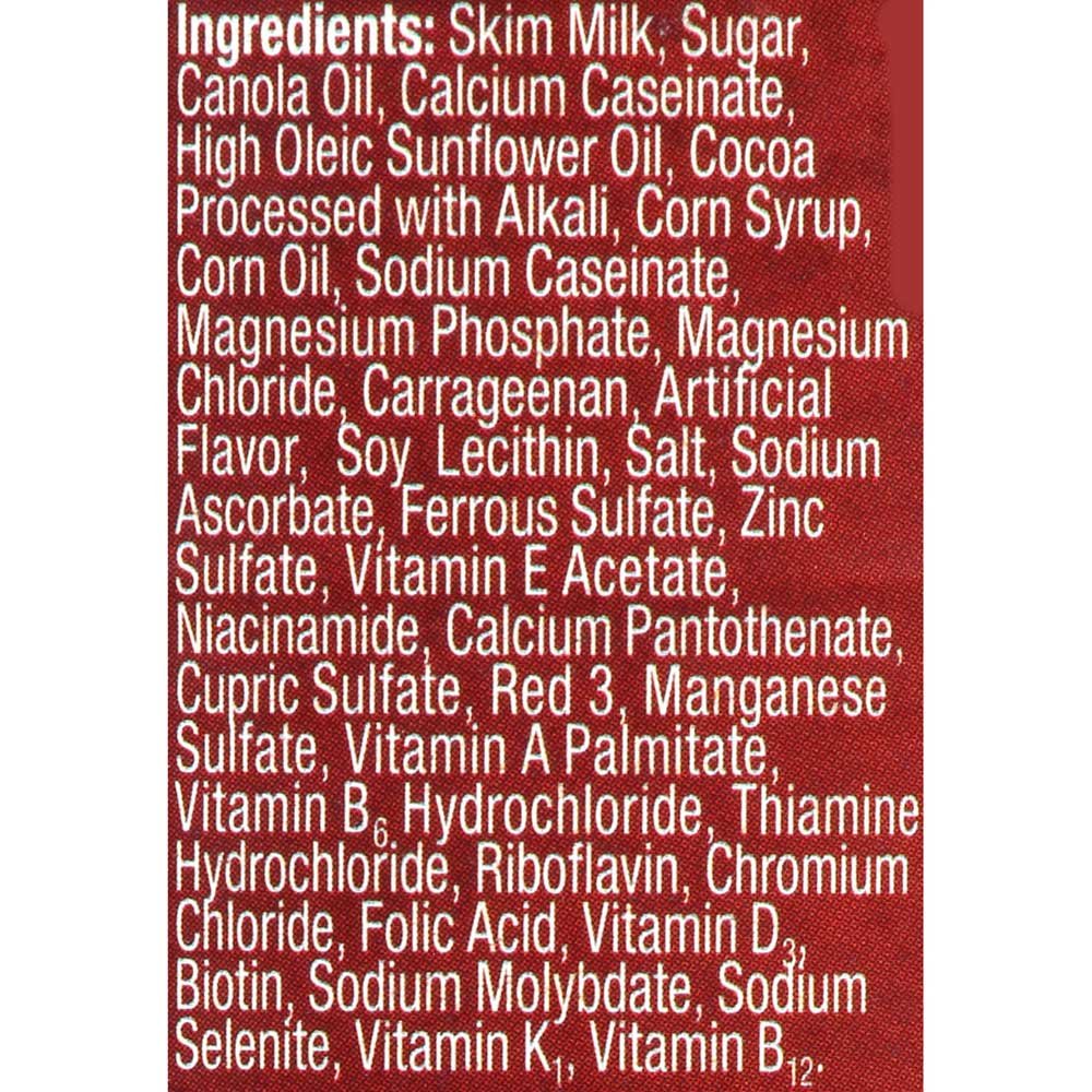 Nutrament Chocolate nutrition facts label highlights balanced nutrients for on-the-go consumption