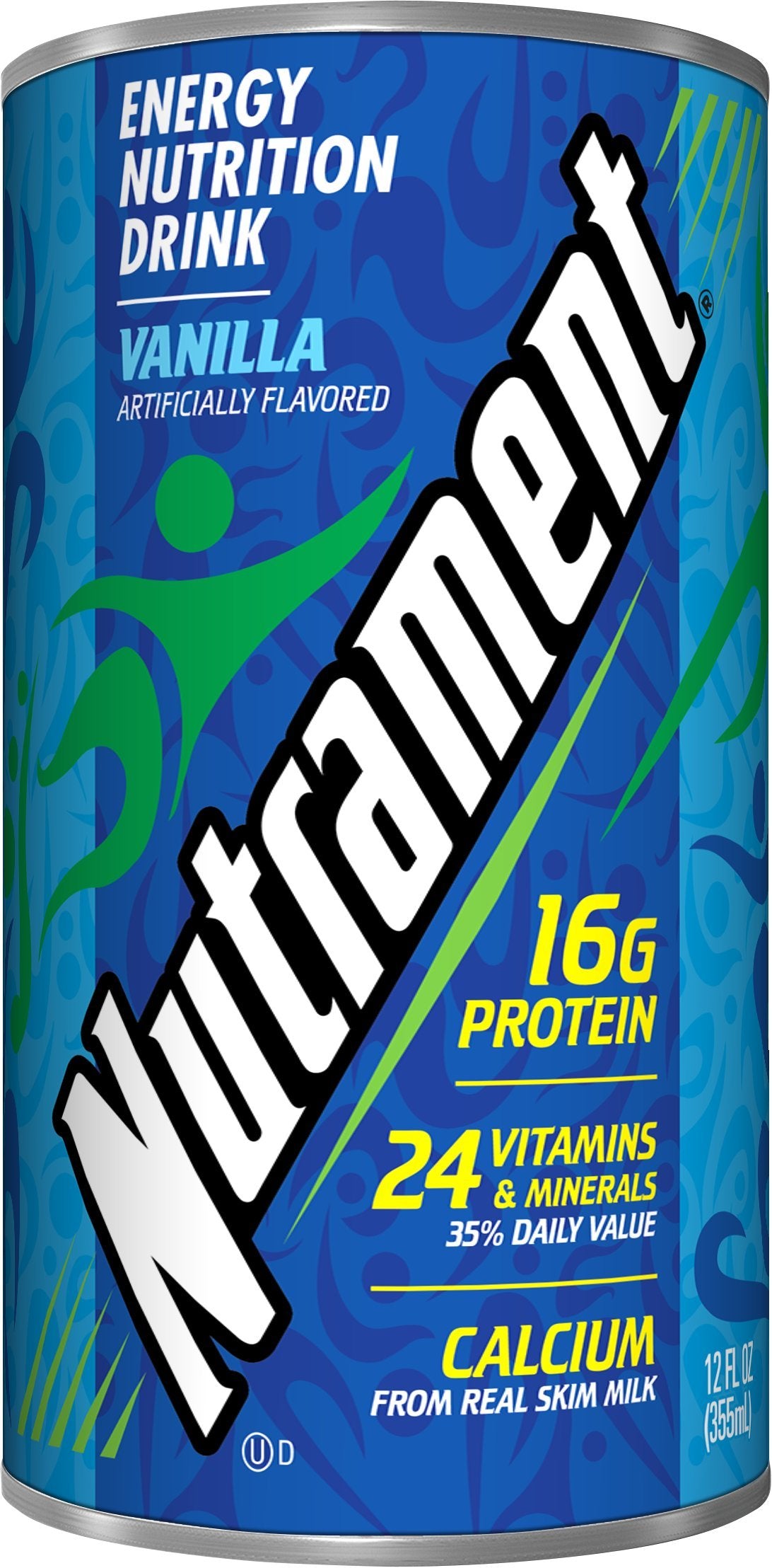 Nutrament Vanilla bottle showing creamy vanilla flavor and on-the-go energy.