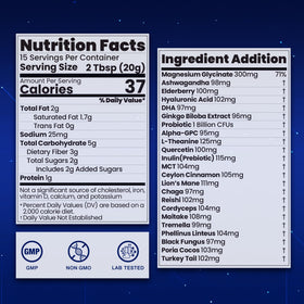 NUTRATASTE 10-mushroom complex label highlights adaptogenic ingredients