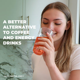 Nutratology Yerba Mate Instant Tea Peach Pomelo desk-energy setup showcases focus.
