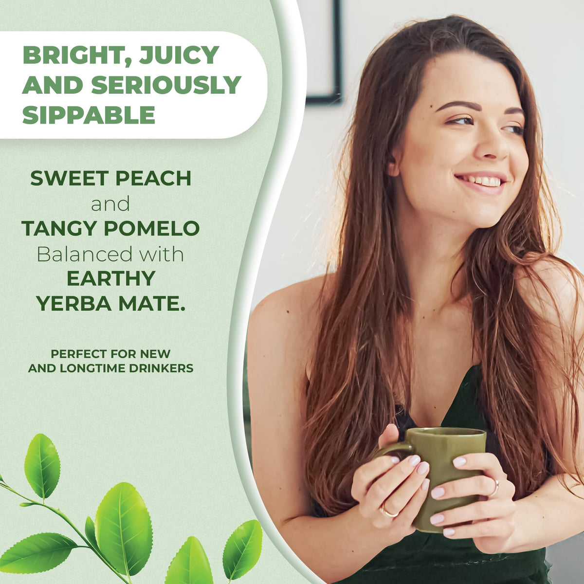 Nutratology Yerba Mate Instant Tea Peach Pomelo scooper shows easy serving.
