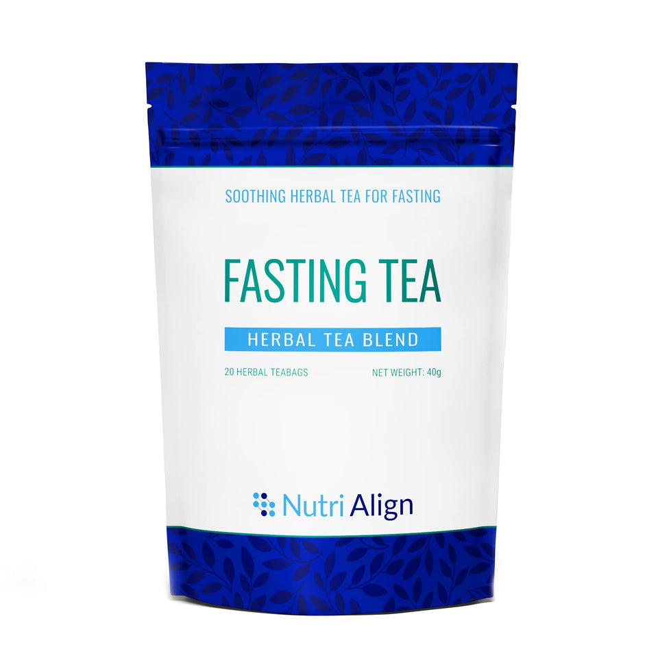 Nutri-Align Fasting Tea box with tea bags for convenient caffeine-free sipping