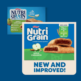 Nutri-Grain Apple Cinnamon bars closeup crust highlights chewy texture for a satisfying snack