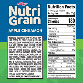 Nutri-Grain Apple Cinnamon bars packaging displayed for on-the-go breakfasts and school lunches