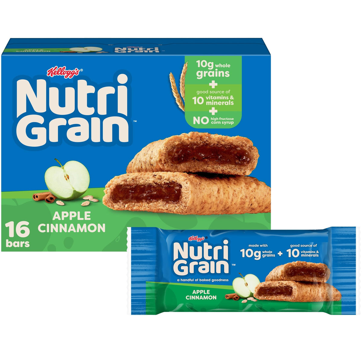 Nutri-Grain Apple Cinnamon box shown for a quick, wholesome family breakfast option