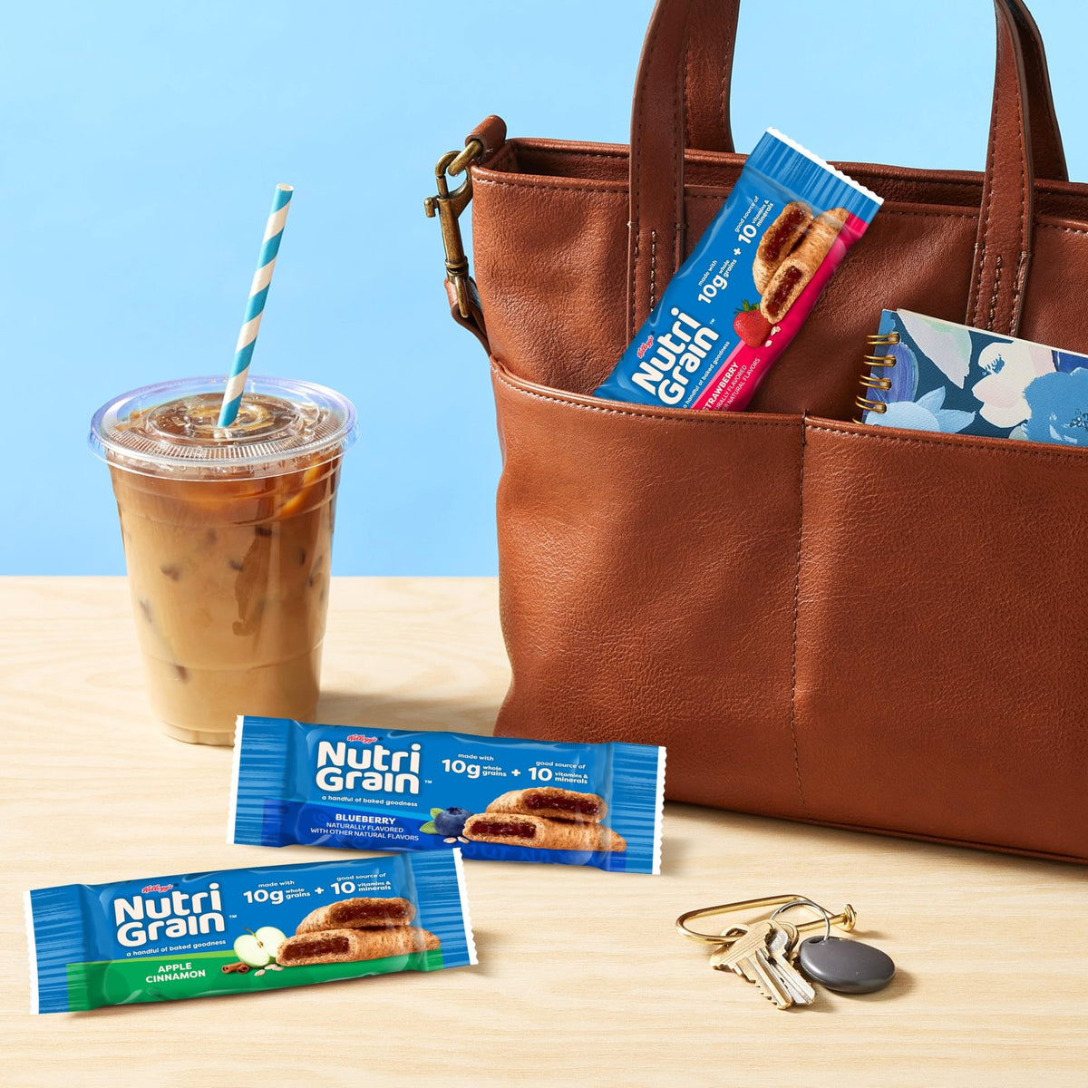 Nutri-Grain bars in a backpack, ready for school snack.