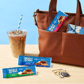 Nutri-Grain bars in a backpack, ready for school snack.