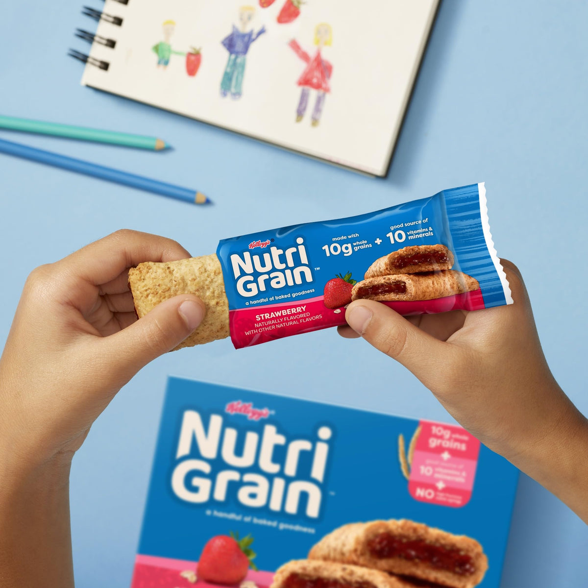 Nutri-Grain bars on kitchen counter, convenient pantry snack