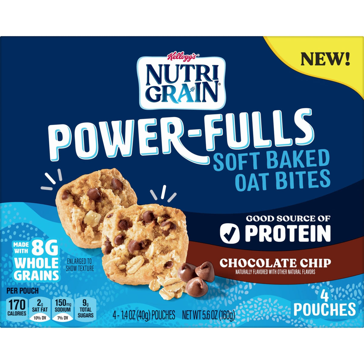 Vanilla note with real chocolate chips flavors Nutri-Grain Power-Fulls bites