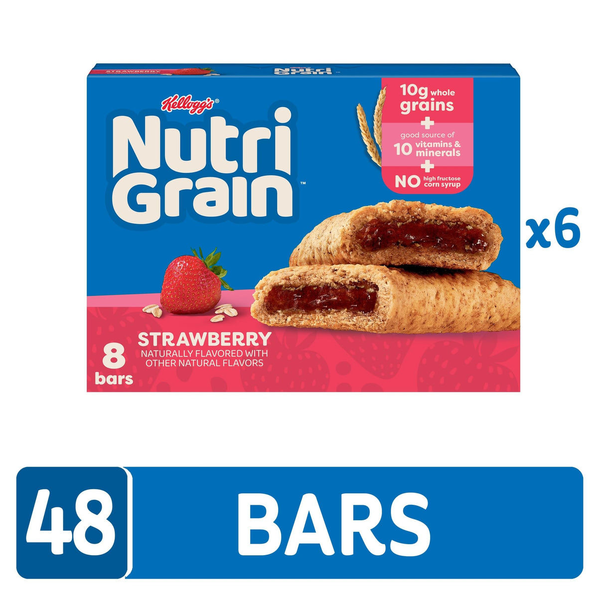 Child holding Nutri-Grain bar emphasizes kid-friendly, portable snack.