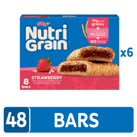 Child holding Nutri-Grain bar emphasizes kid-friendly, portable snack.
