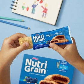 Nutri-Grain Soft Baked Bars with 10g whole grains and no high fructose corn syrup.