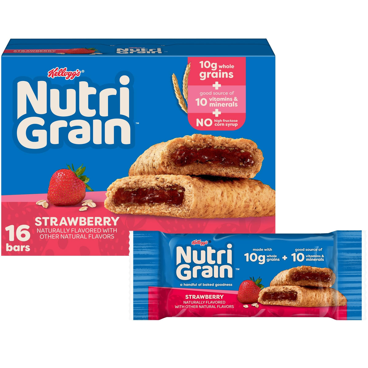 Nutri-Grain Soft Baked Bars strawberry crust close-up for a wholesome breakfast option