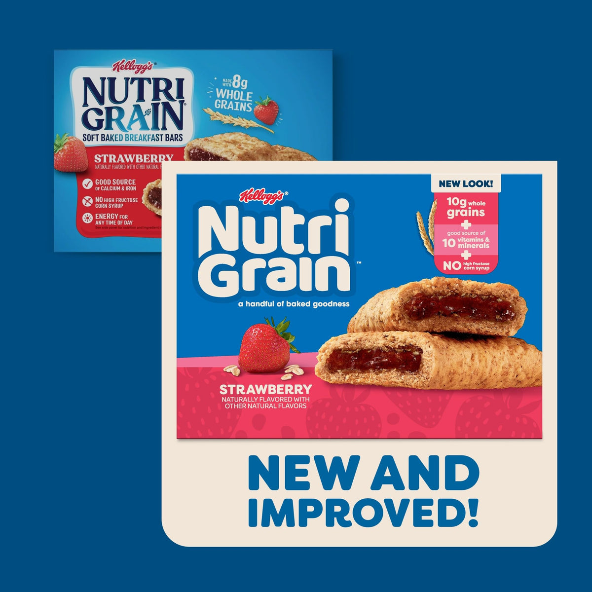 Close-up of Nutri-Grain bar filling showing chewy crust and strawberry centers.