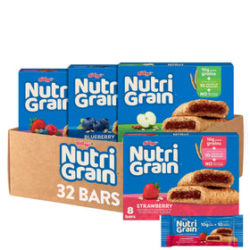 Nutri-Grain soft baked bars in mixed berry flavor, soft texture ideal for quick breakfasts.