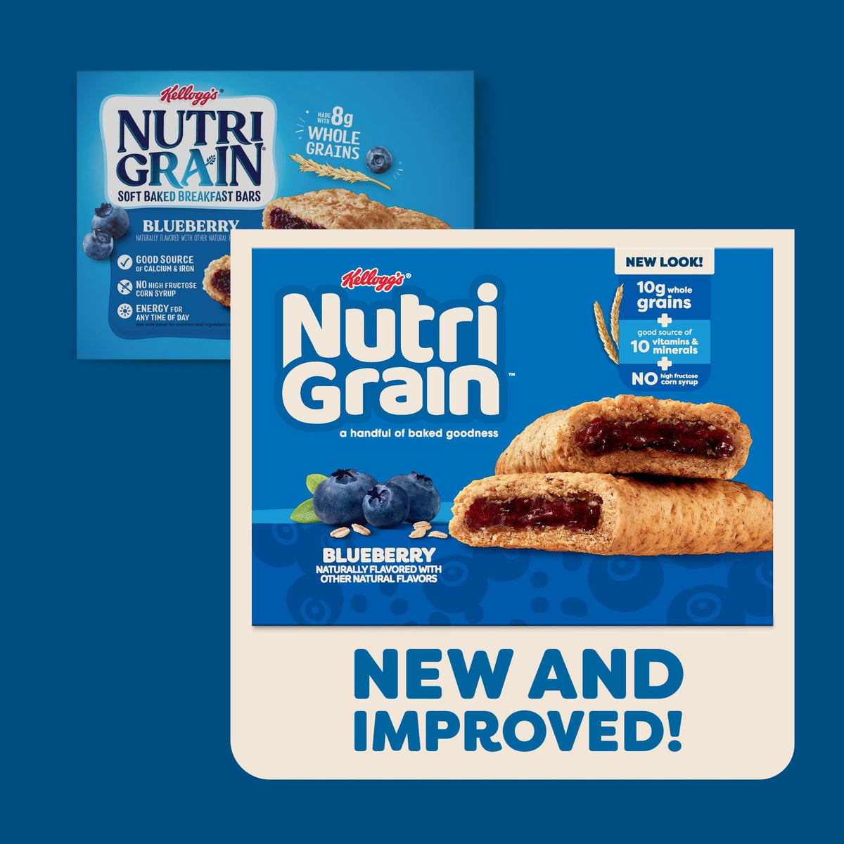 Nutri-Grain Soft Baked Blueberry Bars close-up with juicy blueberry filling for a tasty snack.