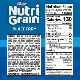 Nutri-Grain Soft Baked Blueberry Bars single-serving packet for school lunch.