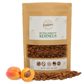 Nutri Nibblers bitter apricot seeds in pack, high in dietary fiber for balanced snacking