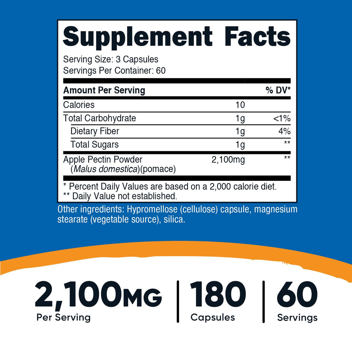 Nutricost Apple Pectin capsules closeup, convenient three-capsule serving idea