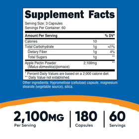 Nutricost Apple Pectin capsules closeup, convenient three-capsule serving idea
