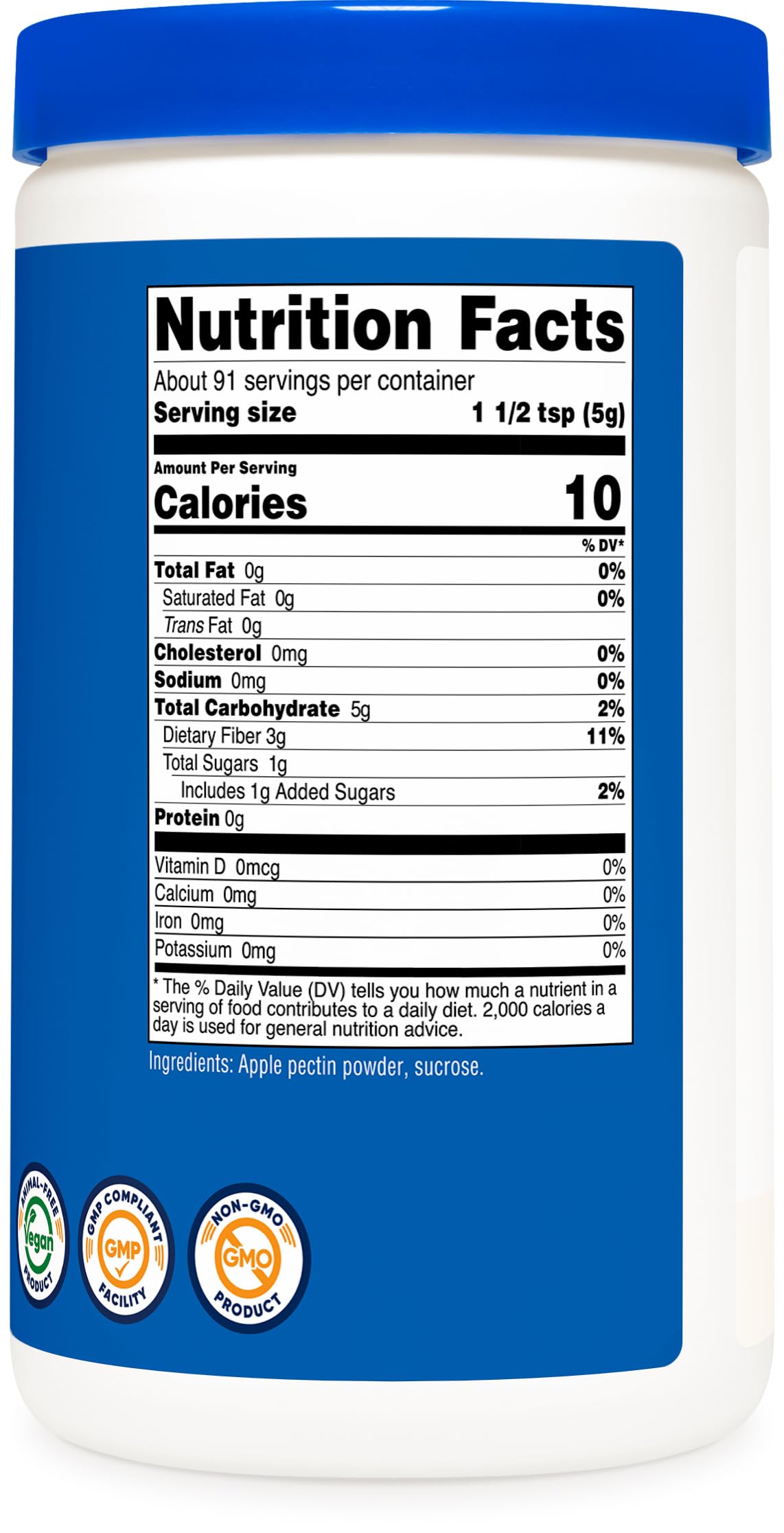 Nutricost Apple Pectin Powder produced in an NSF GMP-certified facility