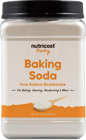 Nutricost Baking Soda bottle front view, ideal for baking and deodorizing tasks