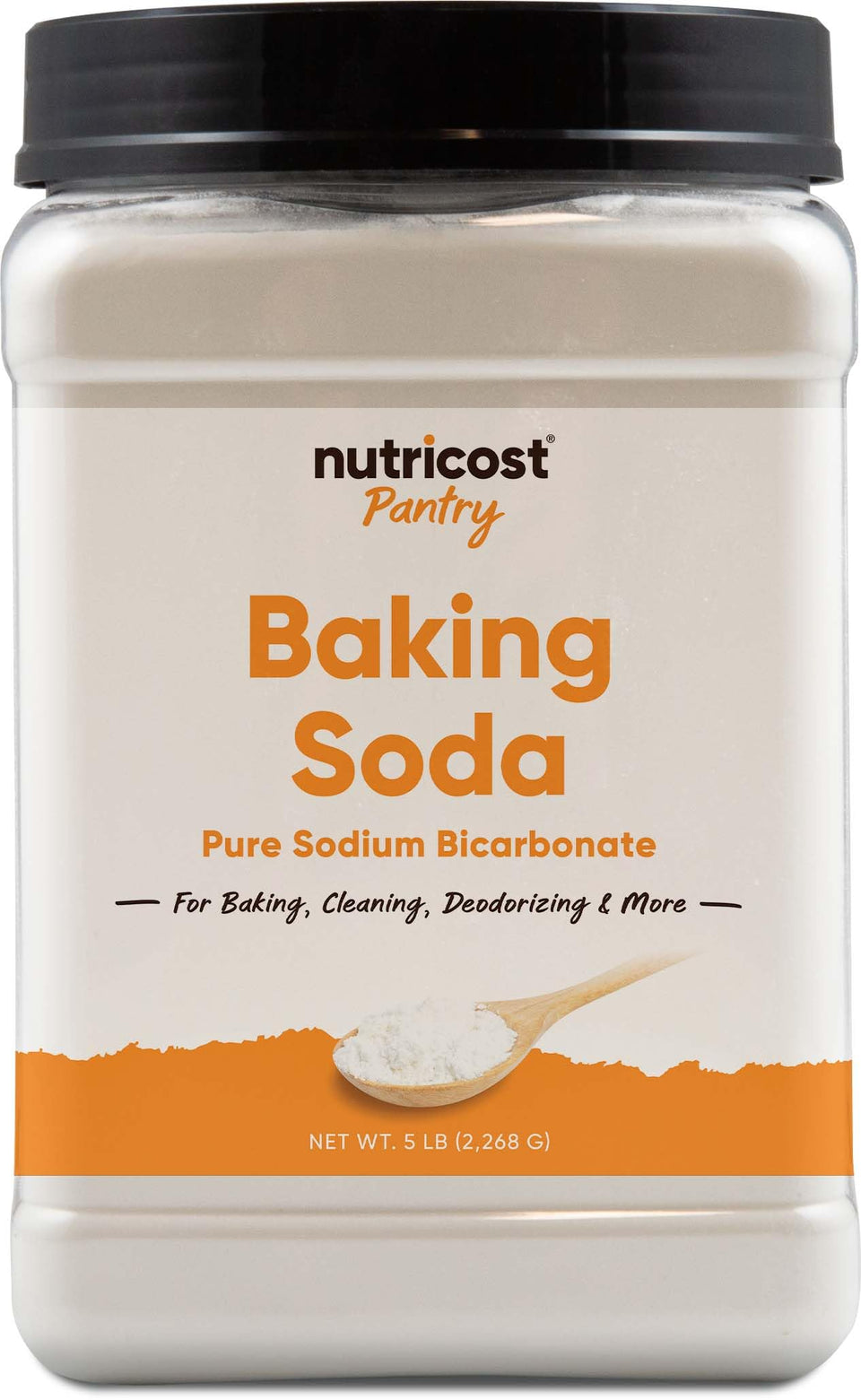 Nutricost Baking Soda bottle front view, ideal for baking and deodorizing tasks