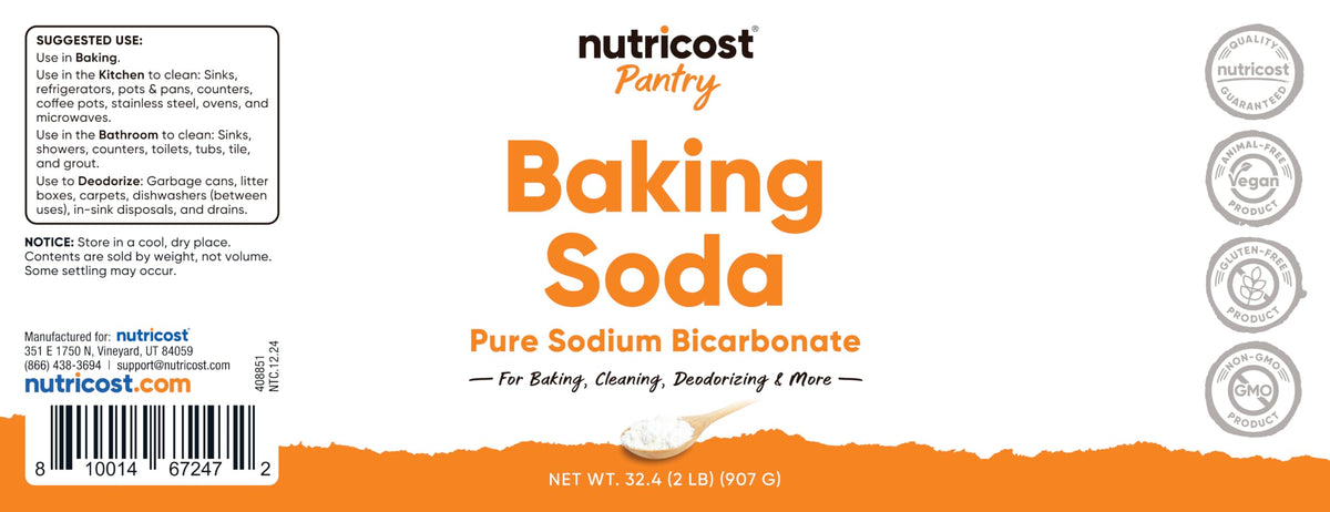 Nutricost Baking Soda 2lbs pantry staple for cleaning and deodorizing.