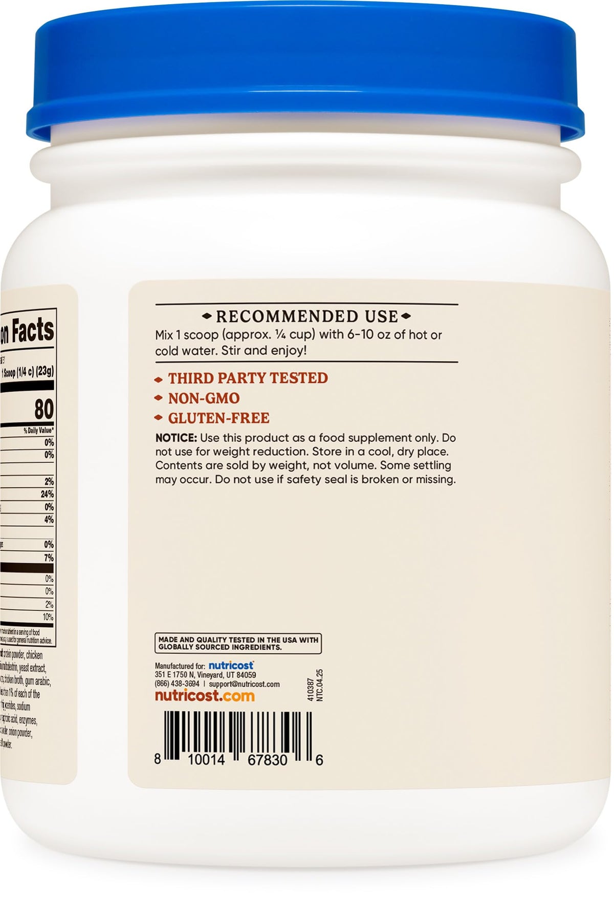 Nutricost Chicken Bone Broth Protein Powder added to soup for richer texture.