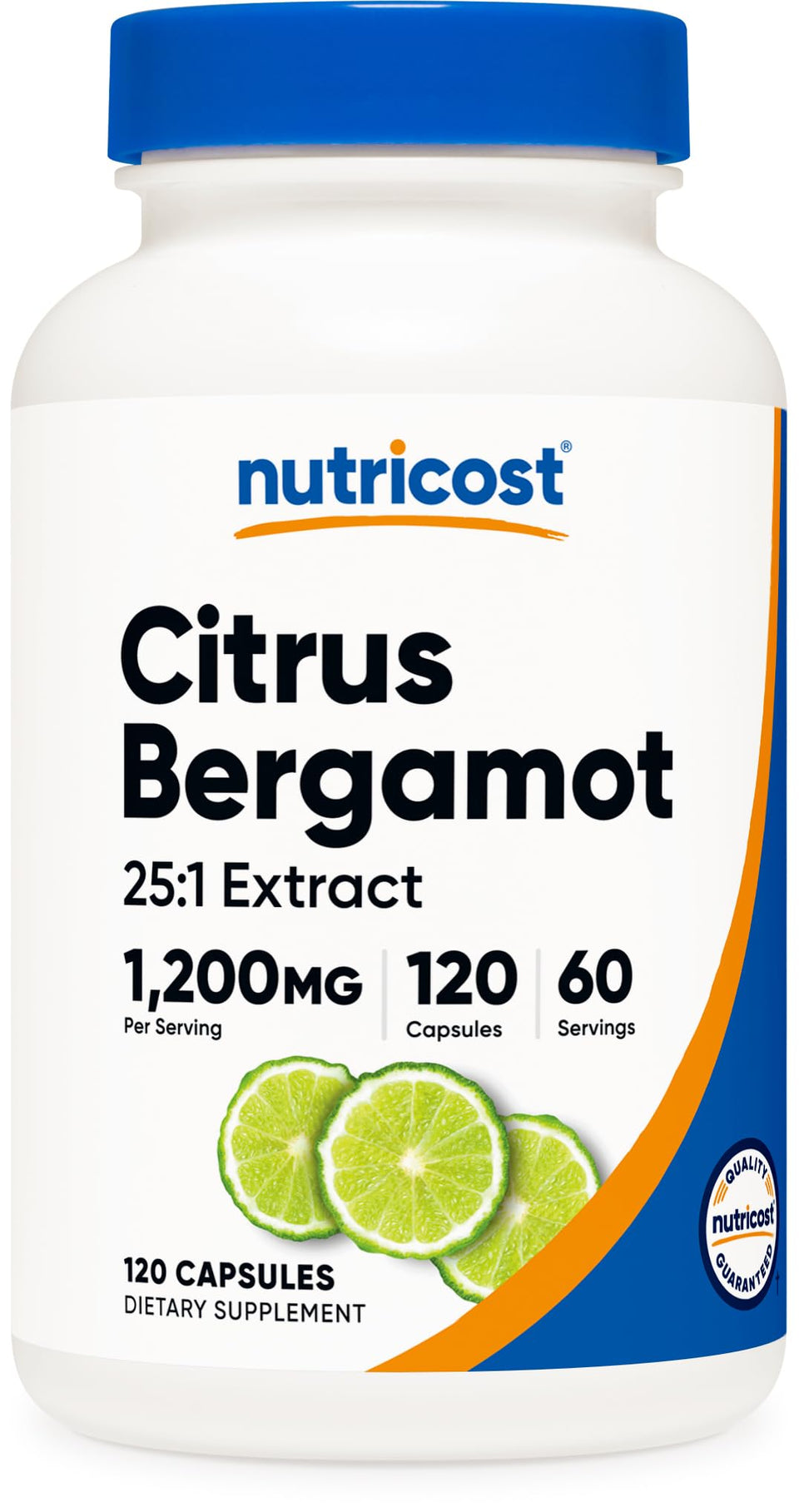 Nutricost Citrus Bergamot Capsules bottle highlights 60 servings for easy daily supplementation.